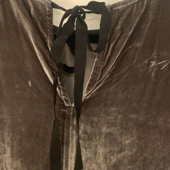 Madewell Silver Velvet Top w/ Black Ribbon Tie - Picture 5 of 7